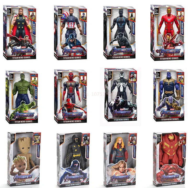 30cm Marvel Avengers Toy Thanos Hulk Spiderman Iron Man Captain America Thor Black Panther With Sound And Light Action Toy