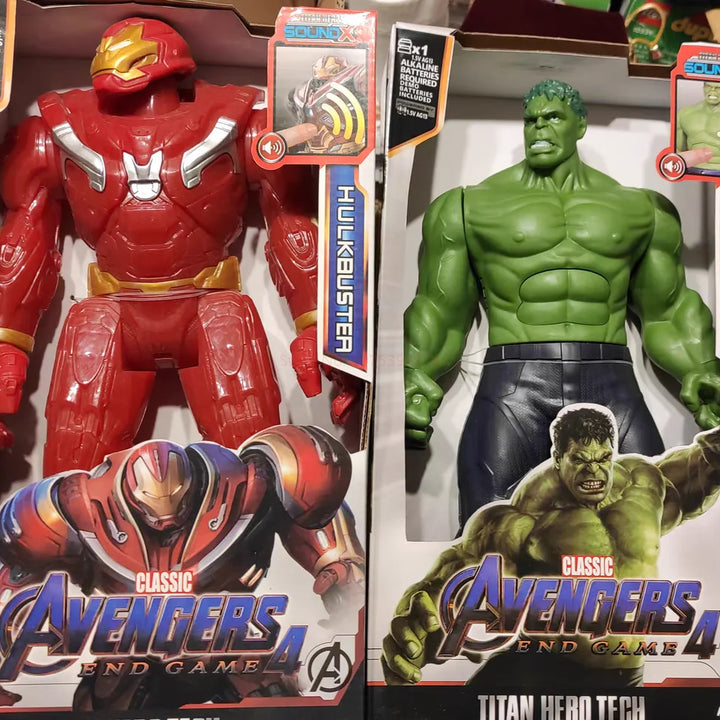 30cm Marvel Avengers Toy Thanos Hulk Spiderman Iron Man Captain America Thor Black Panther With Sound And Light Action Toy