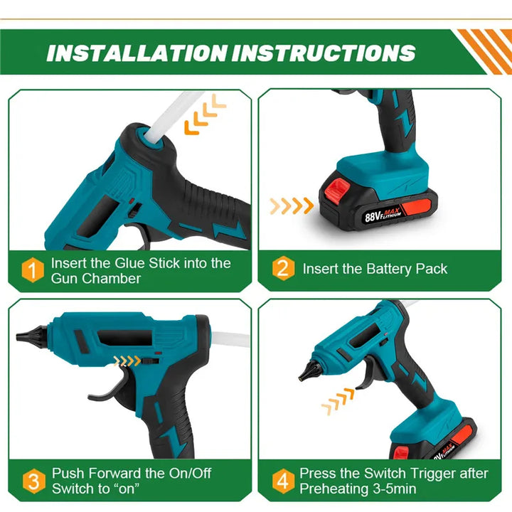 Cordless Hot Glue Gun Portable Rechargeable 100W 280°C  Tool For Makita 18V Battery