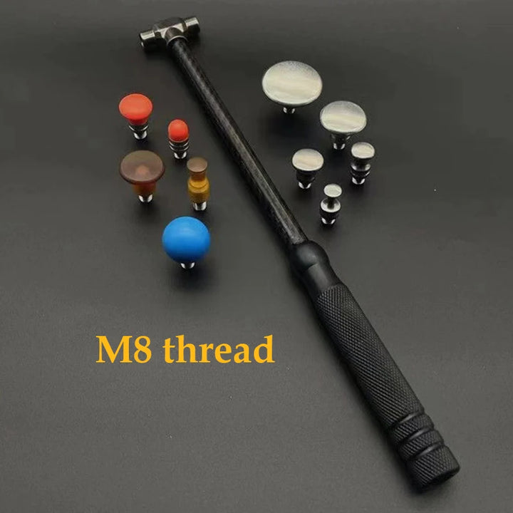 Car dent repair hammer body repair percussion leveling hammer replaceable traceless repair tool carbon fiber and stainless steel